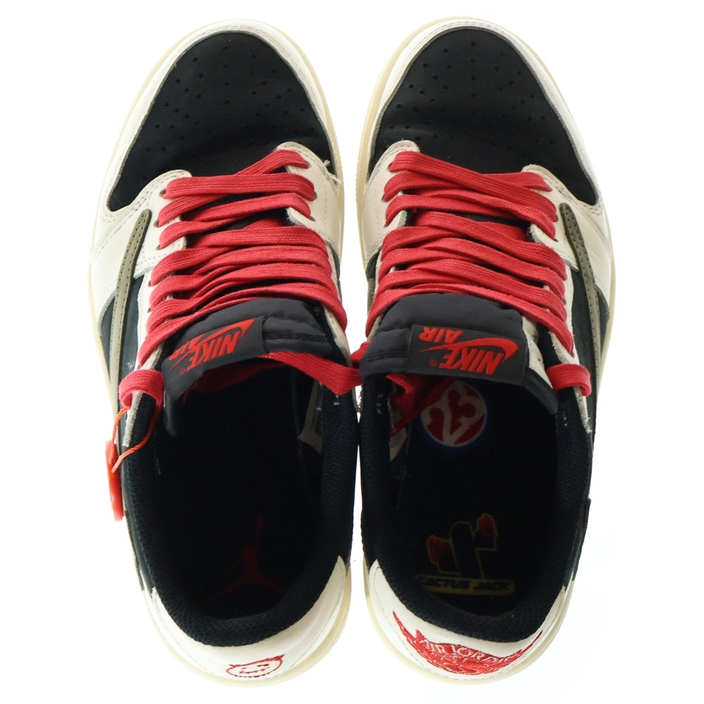 NIKE(ナイキ) ×TRAVIS SCOTT WMNS AIR JORDAN 1 LOW OG Medium Olive DZ4137-106 トラヴィススコット ウィメンズ エアジョーダン1 ローカットスニーカー US6.5/23.5cm カーキ
