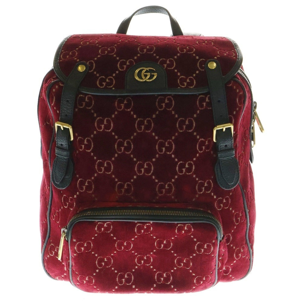 GUCCI(グッチ) GGベルベット スモール ロゴバックパック リュック 574942 レッド