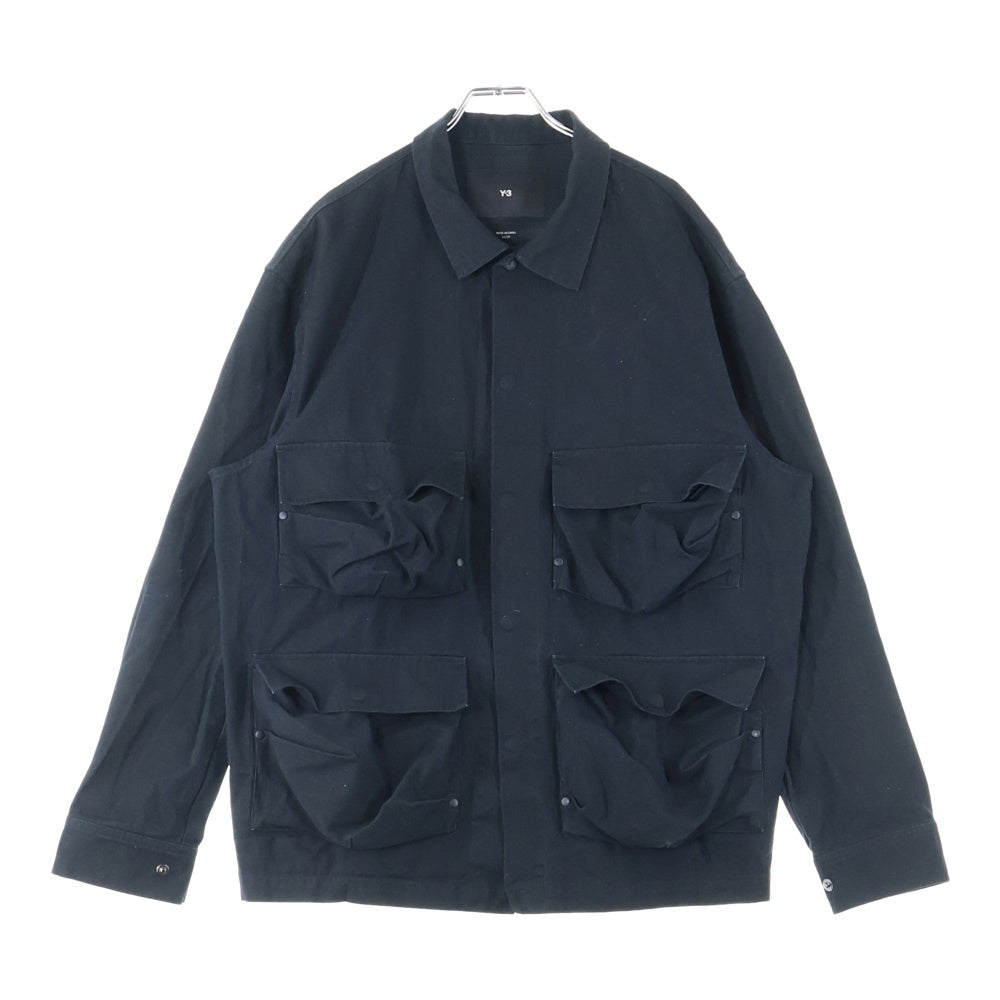 Y-3(ワイスリー) 24SS LS PKT SHIRT コットンポケットオーバーサイズ長袖シャツ IR6248 ブラック