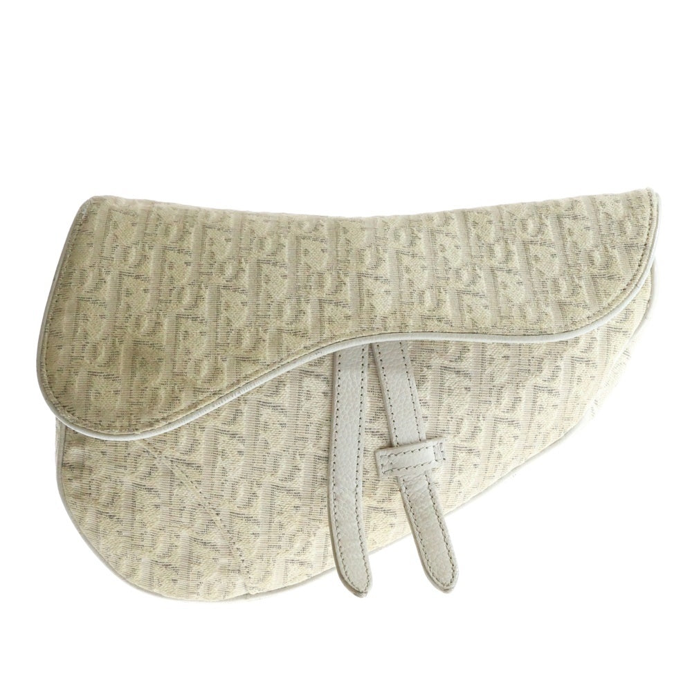 Christian Dior(クリスチャンディオール) SADDLE BAG オブリークジャガード サドル ショルダーバッグ 02-BO-1129 ベージュ/ホワイト