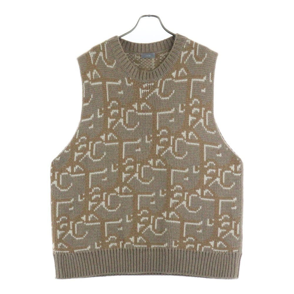 DIOR(ディオール) 22AW×CACTUS JACK Oversized Sleeveless Sweater カクタスジャック オーバーサイズニットベスト 283M654AT357 ブラウン