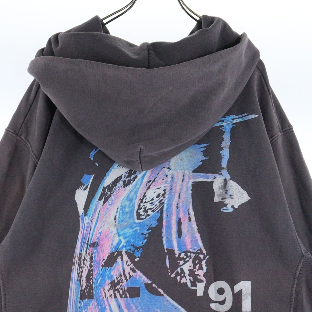 RRR123 RIVINGTON roi Rebis(リヴィントンロイレビス) ×UNION 30YEAR COLLECTION HOODIE ユニオン ユーズド加工プルオーバーフーディーパーカー グレー