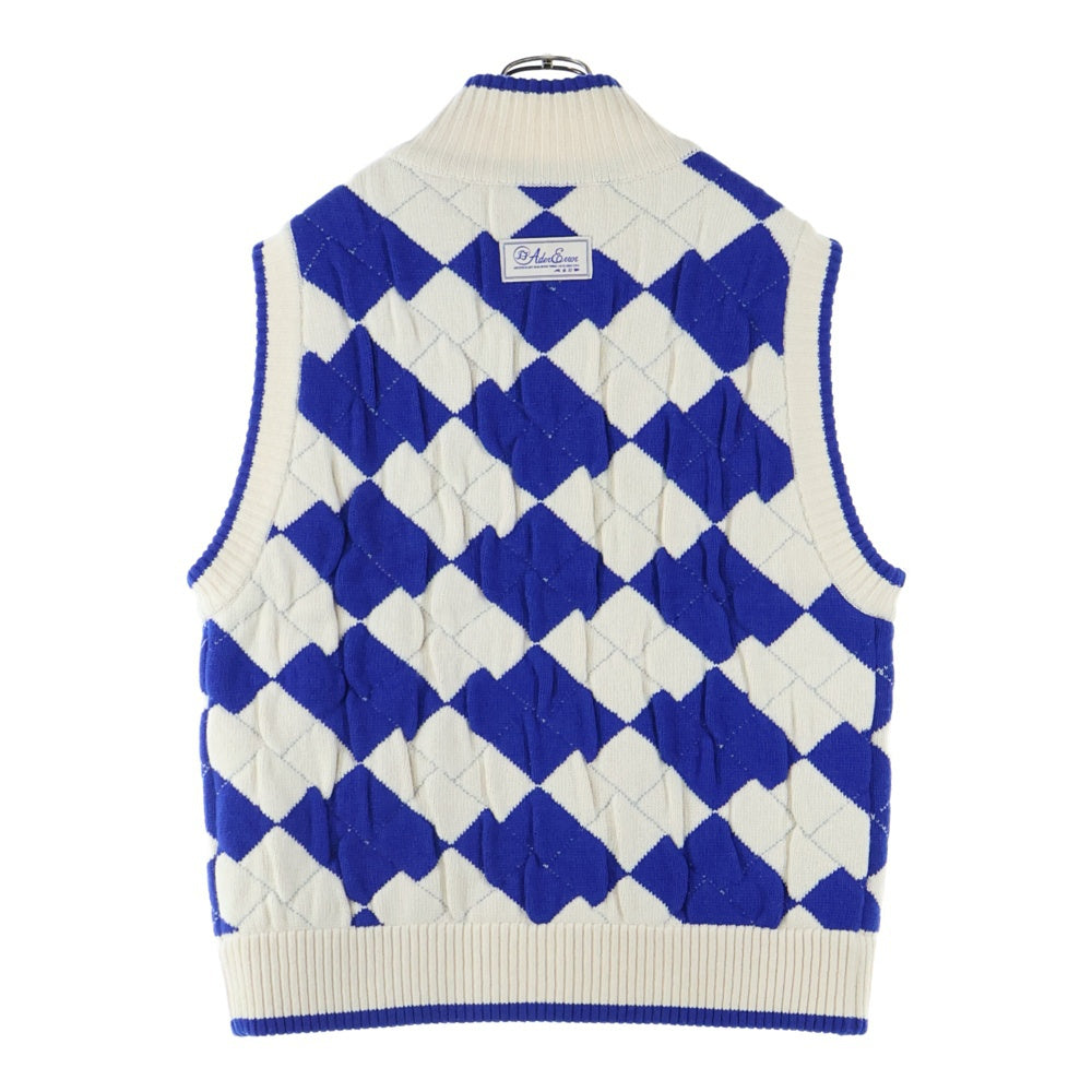 ADER ERROR(アーダーエラー) 22AW Tenit Knit Vest Check チェックニットベスト BLAFWKV01CK ホワイト/ブルー
