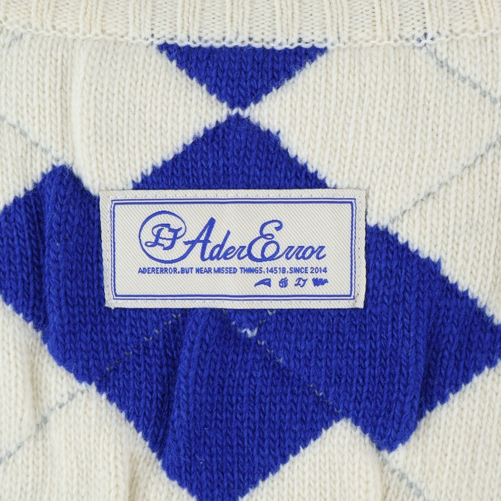 ADER ERROR(アーダーエラー) 22AW Tenit Knit Vest Check チェックニットベスト BLAFWKV01CK ホワイト/ブルー