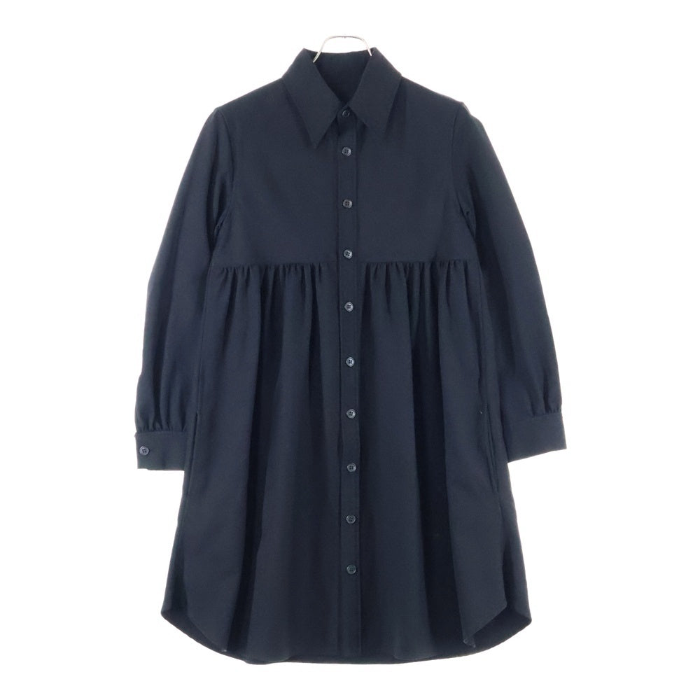 LIMI feu(リミフゥ) Gizzard Shirt Dress LB-B12-001 ギャザーシャツ 長袖ワンピース ブラック レディース