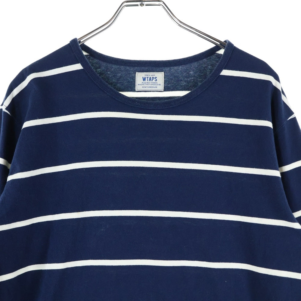 WTAPS(ダブルタップス) 14SS VASQUE L/S 141ATDT-CSM09 ボーダーデザイン クルーネック長袖Tシャツ ネイビー