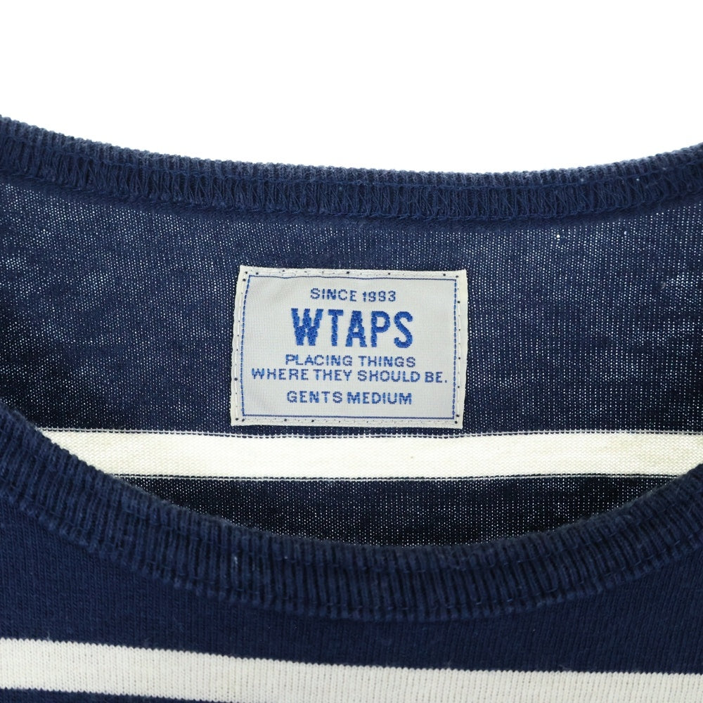 WTAPS(ダブルタップス) 14SS VASQUE L/S 141ATDT-CSM09 ボーダーデザイン クルーネック長袖Tシャツ ネイビー