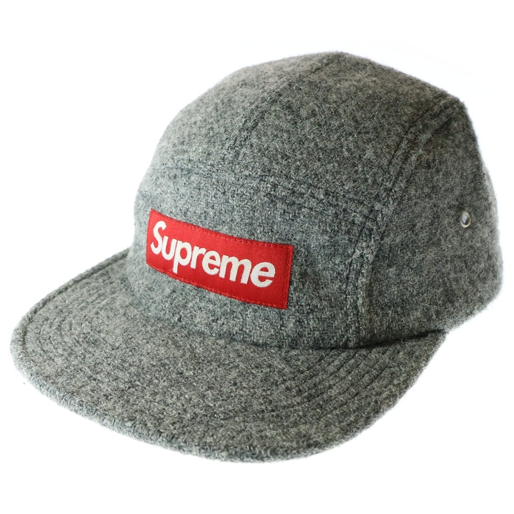SUPREME(シュプリーム) 12AW Harris Tweed Camp Cap ハリスツイード ボックスロゴキャンプキャップ 帽子 グレー