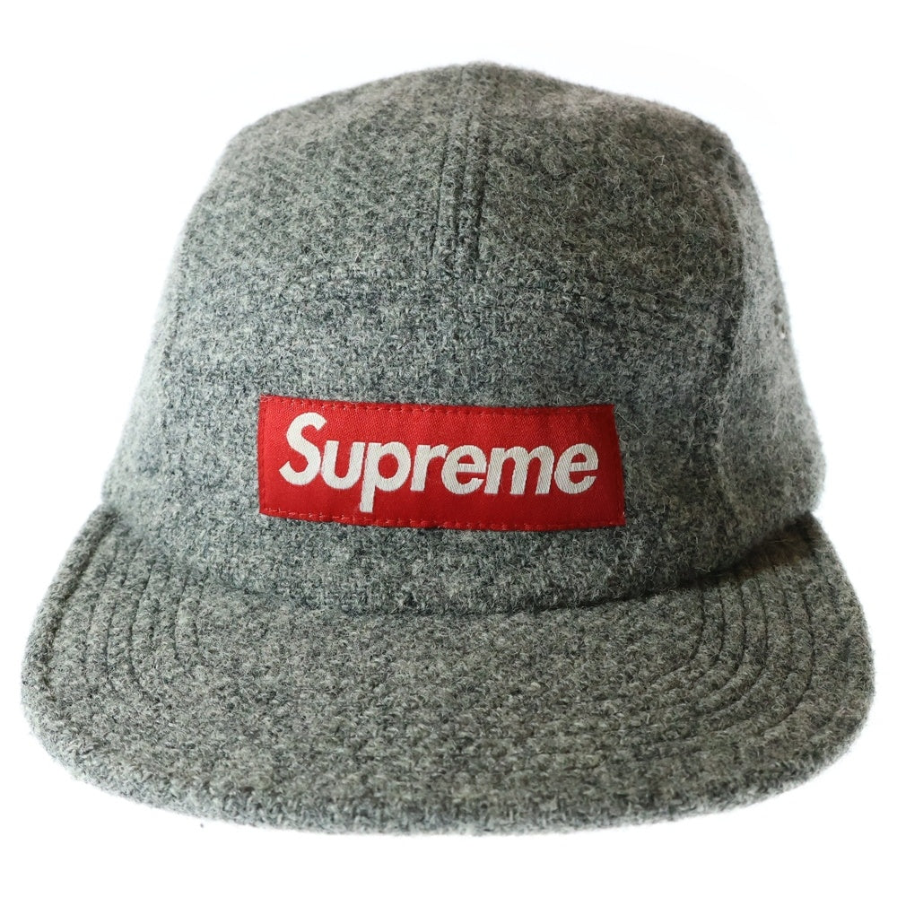 SUPREME(シュプリーム) 12AW Harris Tweed Camp Cap ハリスツイード ボックスロゴキャンプキャップ 帽子 グレー
