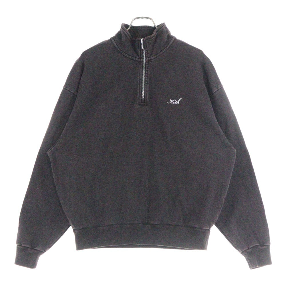 KITH(キス) 24AW NELSON QUARTER ZIP ウォッシュドハーフジップスウェット ブラウン