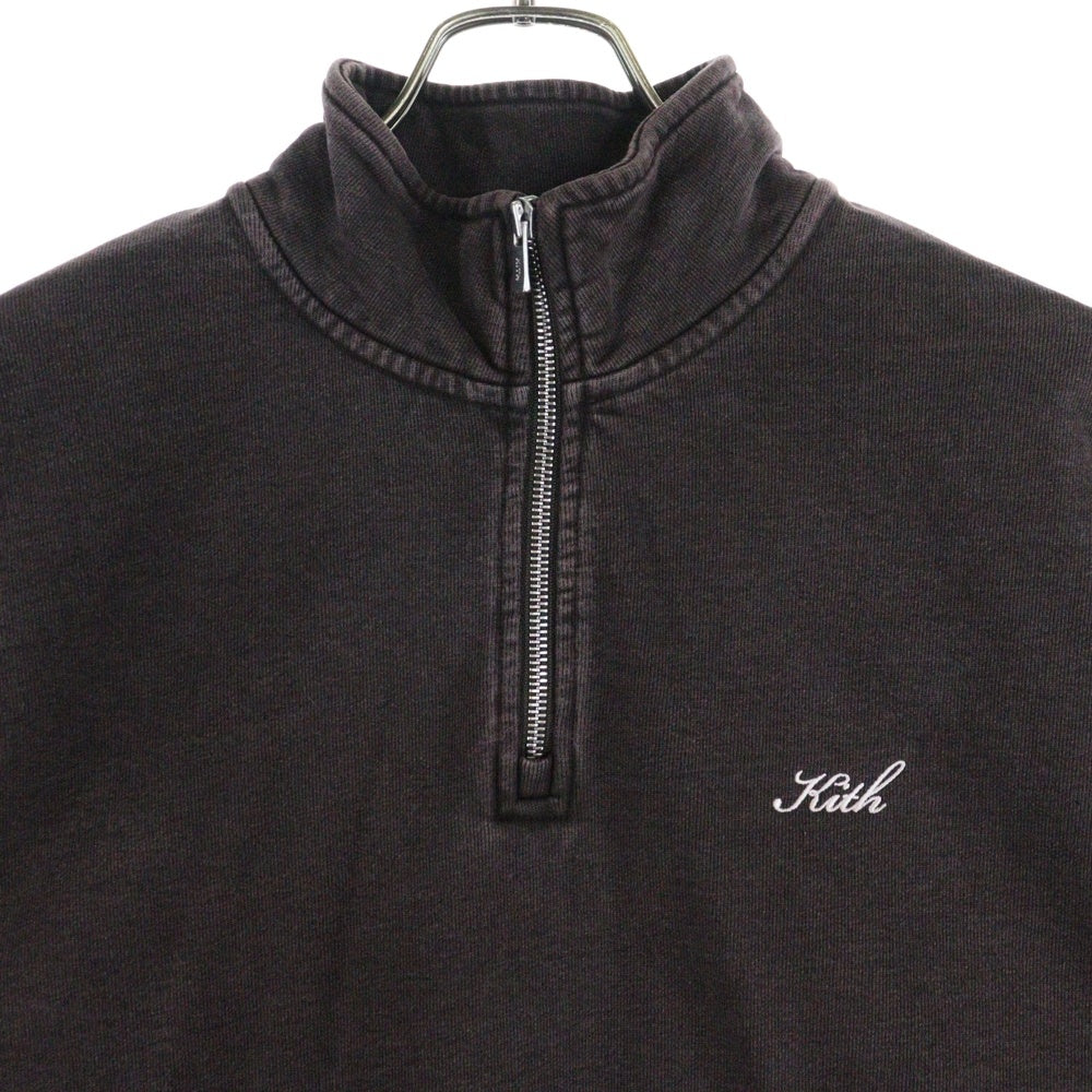 KITH(キス) 24AW NELSON QUARTER ZIP ウォッシュドハーフジップスウェット ブラウン
