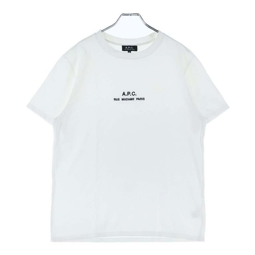 A.P.C(アーペーセー) PETITE RUE MADAME TEE 25082-1-93305 フロントロゴ刺繍 半袖Tシャツ カットソー ホワイト