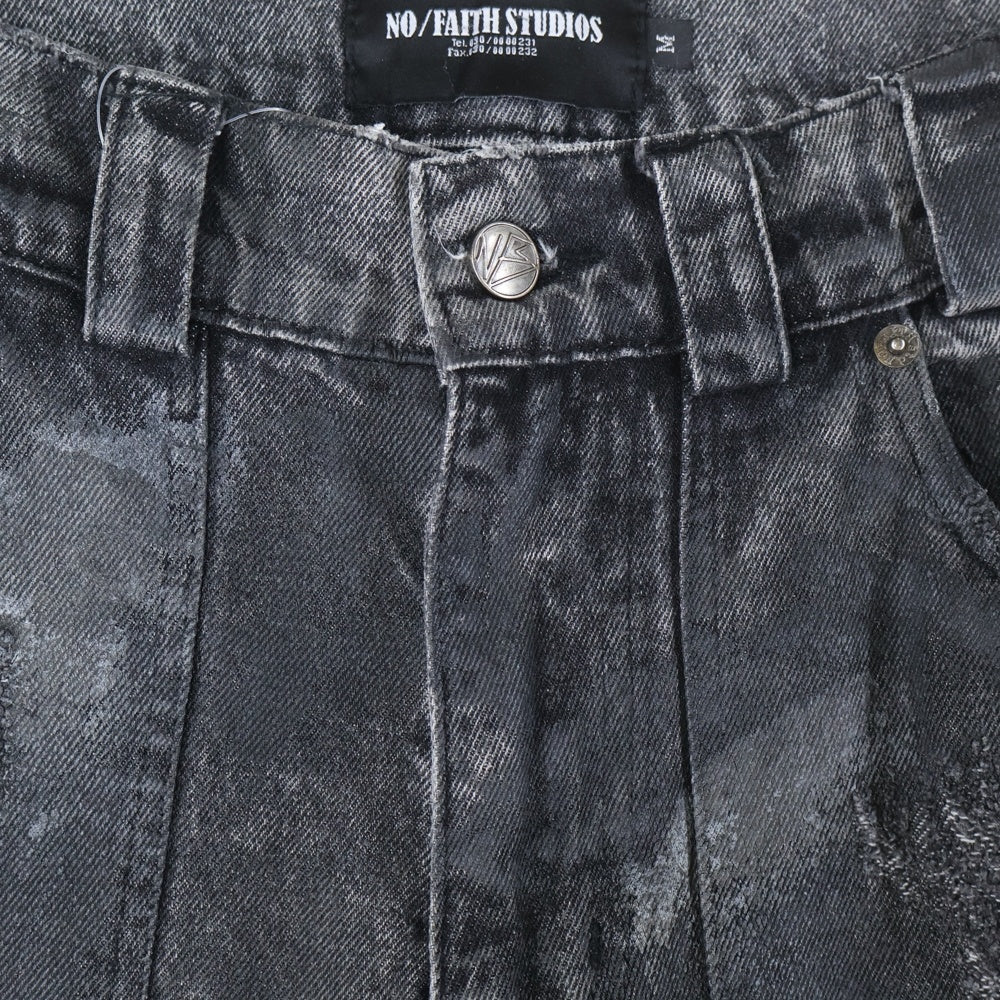 NO/FAITH STUDIOS(ノーフェイスストゥディオス) BLACK ARTISANAL DUNE DENIM ダメージ コーティング デニム パンツ ブラック