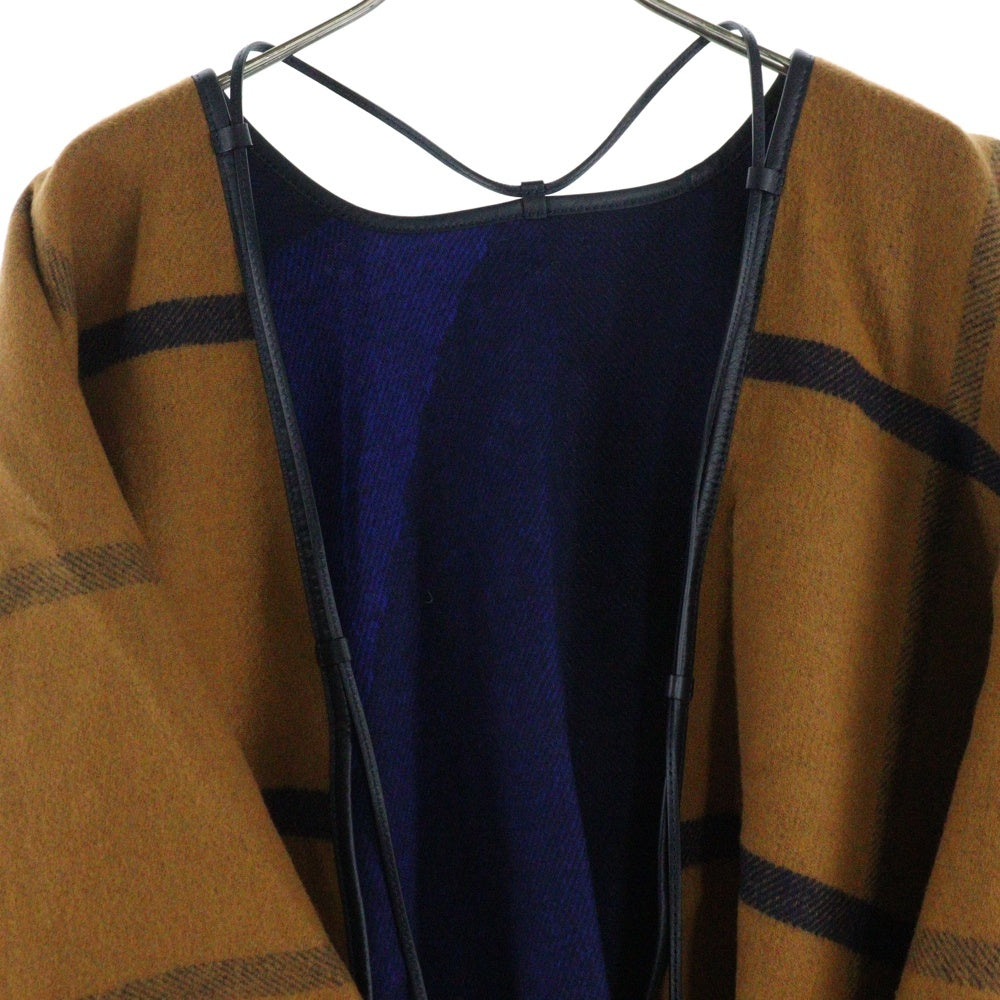 HERMES(エルメス) 22AW HIGHLANDS REVERSIBLE PONCHO ハイランド タッセル付きリバーシブルウールポンチョ ネイビー/ブラウン レディース