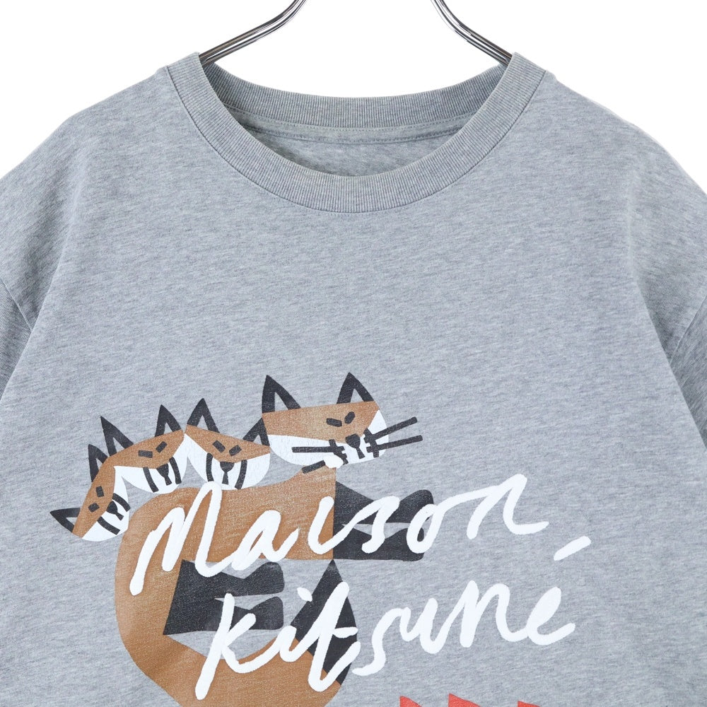 MAISON KITSUNE(メゾンキツネ) BILL REBHOLZ HANDWRITING EASY TEE JM00152KJ0035 フロントロゴ キツネプリント 半袖Tシャツ カットソー グレー