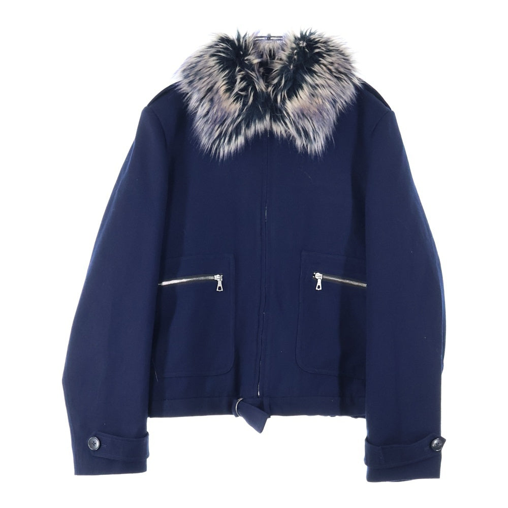 DRIES VAN NOTEN(ドリスヴァンノッテン) 24AW VERONA BIS FUR JACKET ヴェローナビス ファージャケット ウール ネイビー