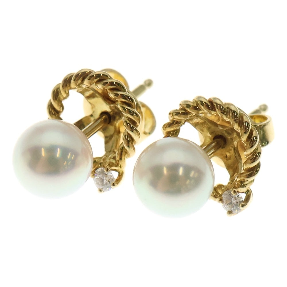 【MIKIMOTO】ミキモト ダイヤパールピアス　K18 2way 5㎜ MIKIMOTO(ミキモト) K18 アコヤパール ダイヤモンドピアス 2WAY