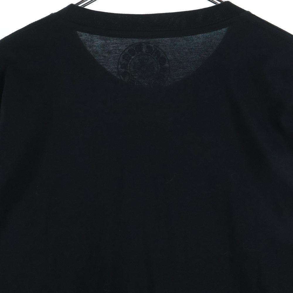 CHROME HEARTS(クロムハーツ) Neck Logo L/S Tee ネックロゴプリント クルーネック長袖Tシャツカットソー ブラック/ブルー