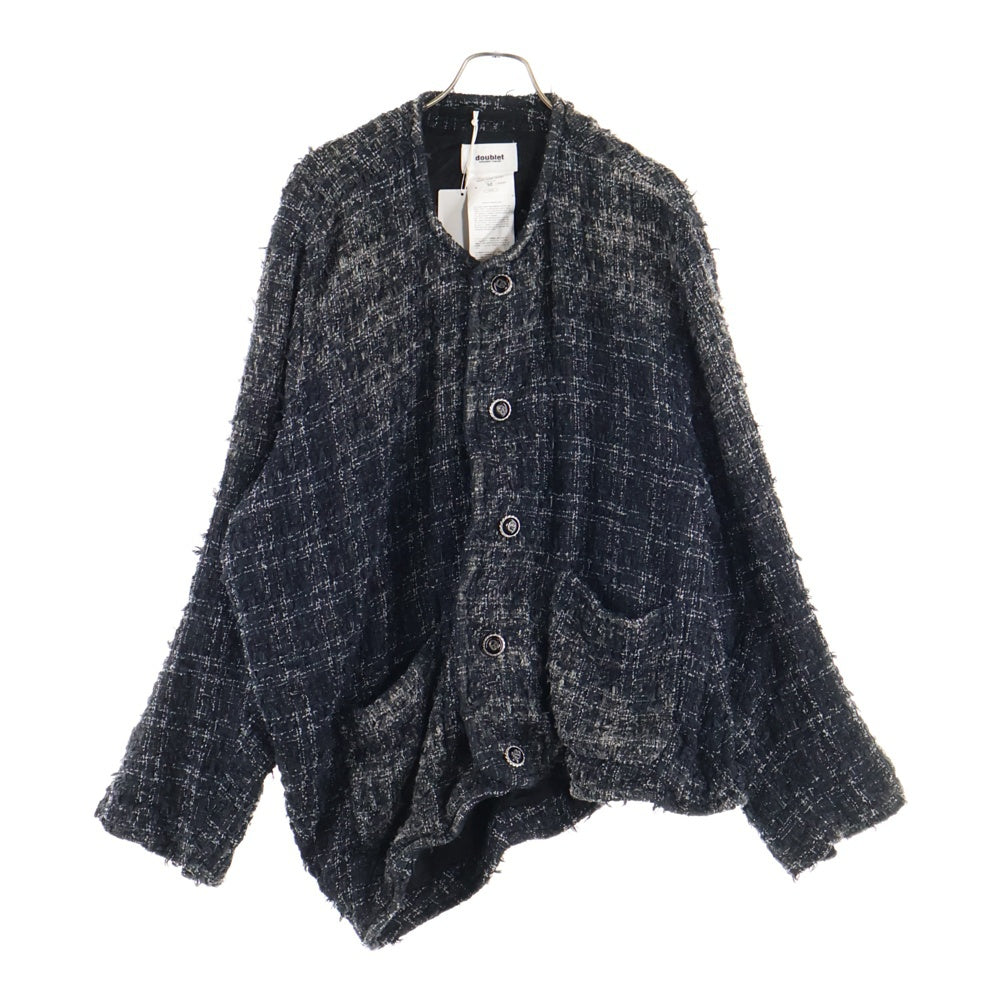 doublet(ダブレット) 25AW Twisted Cutting Tweed Dyed Jacket 25AW07BL224 カッティング ツイードジャケット ブラック
