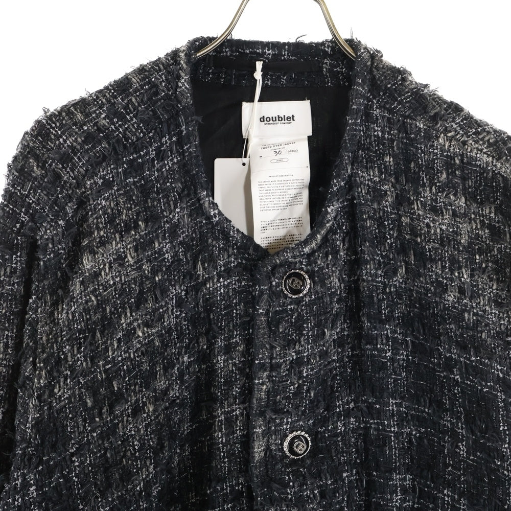 doublet(ダブレット) 25AW Twisted Cutting Tweed Dyed Jacket 25AW07BL224 カッティング ツイードジャケット ブラック