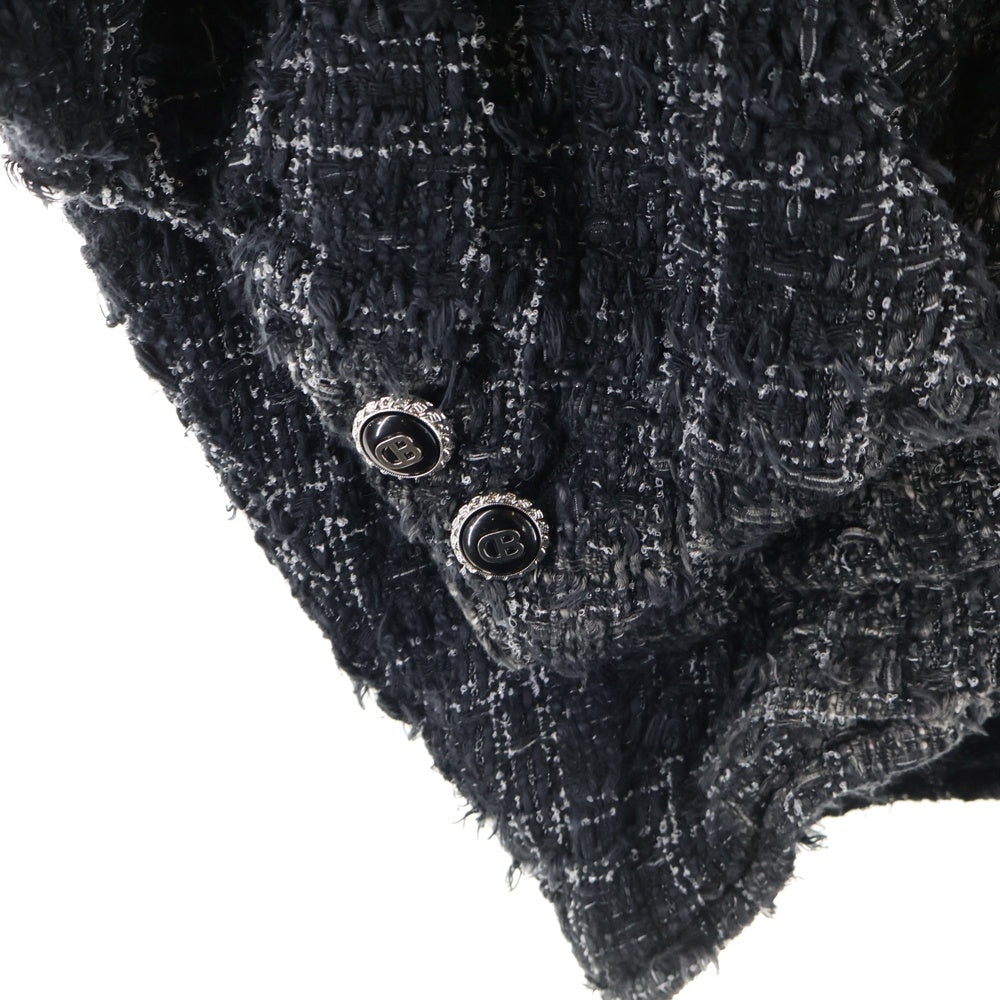 doublet(ダブレット) 25AW Twisted Cutting Tweed Dyed Jacket 25AW07BL224 カッティング ツイードジャケット ブラック