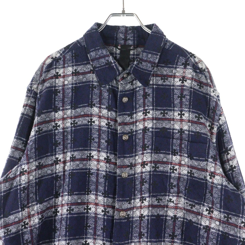 CHROME HEARTS(クロムハーツ) LOOSEENDS クロスパッチ付きクロス総柄 チェック長袖シャツ マルチ