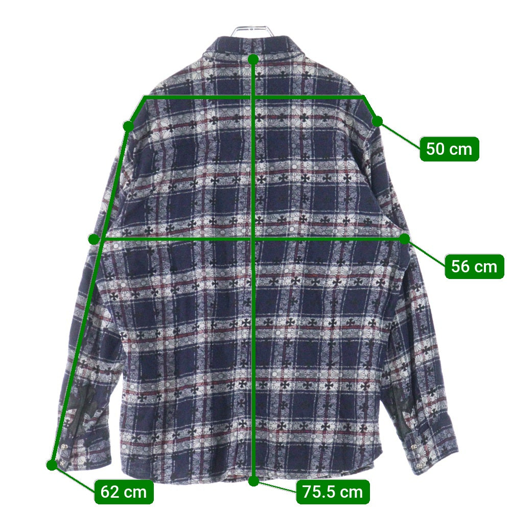 CHROME HEARTS(クロムハーツ) LOOSEENDS クロスパッチ付きクロス総柄 チェック長袖シャツ マルチ