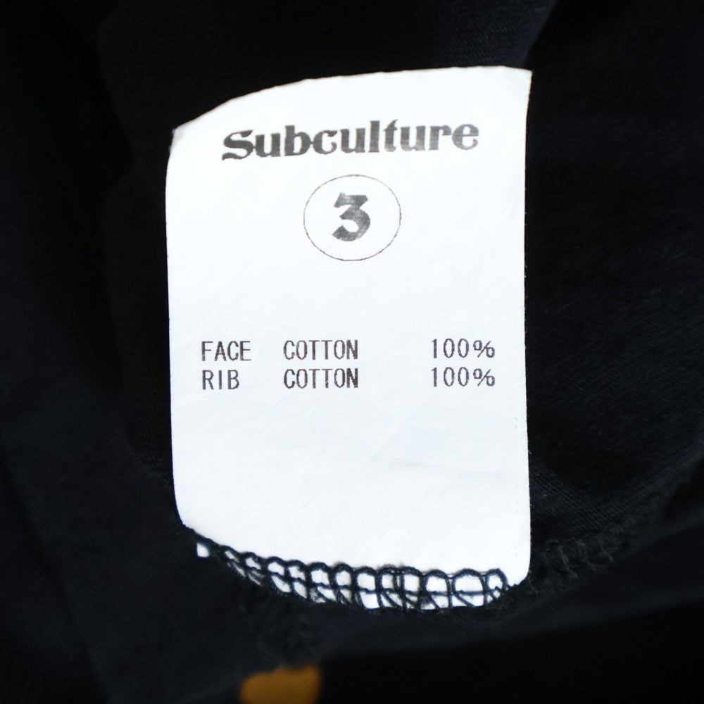 SUBCULTURE(サブカルチャー) SKULL&SNAKE RAGLAN T Shirts フロントロゴ スカル&スネークデザイン ラグランTシャツ ブラック/ホワイト