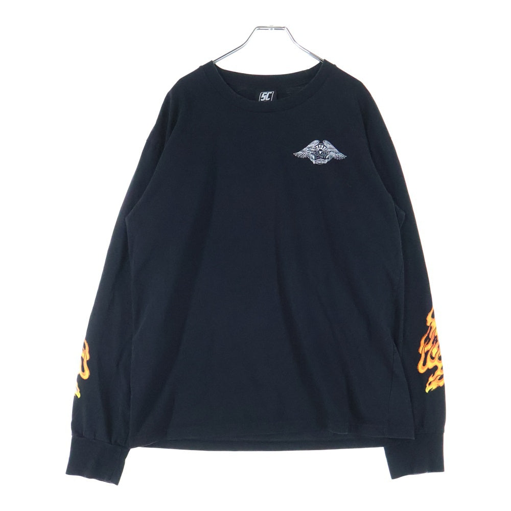 SUBCULTURE(サブカルチャー) Fire Pattern Long T-Shirts 袖 炎デザイン 長袖Tシャツ ブラック