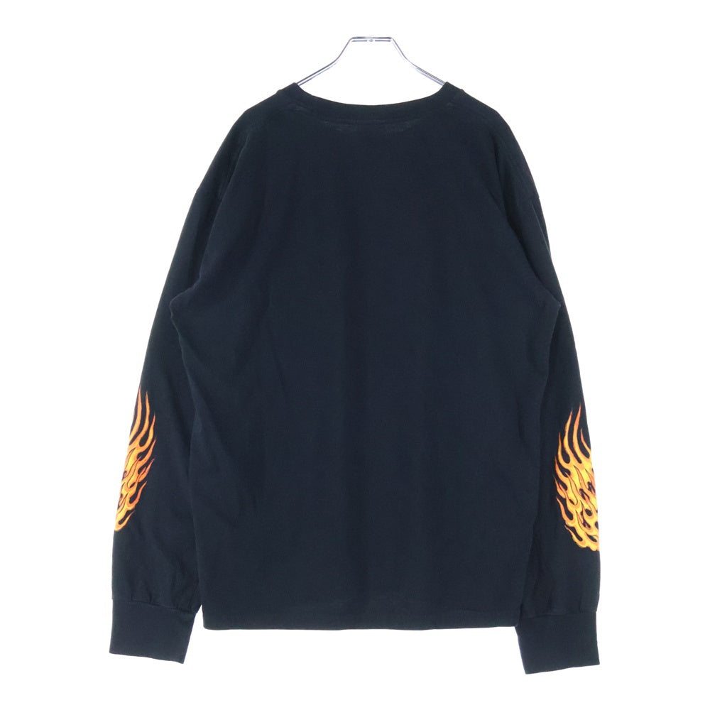 SUBCULTURE(サブカルチャー) Fire Pattern Long T-Shirts 袖 炎デザイン 長袖Tシャツ ブラック