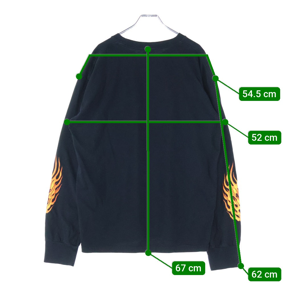 SUBCULTURE(サブカルチャー) Fire Pattern Long T-Shirts 袖 炎デザイン 長袖Tシャツ ブラック