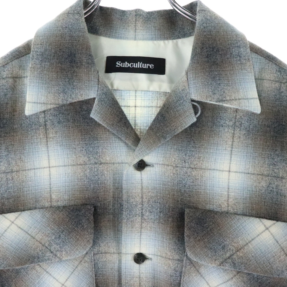 SUBCULTURE(サブカルチャー) Wool Check Shirts 長袖 ウール チェックシャツ グレー/ホワイト