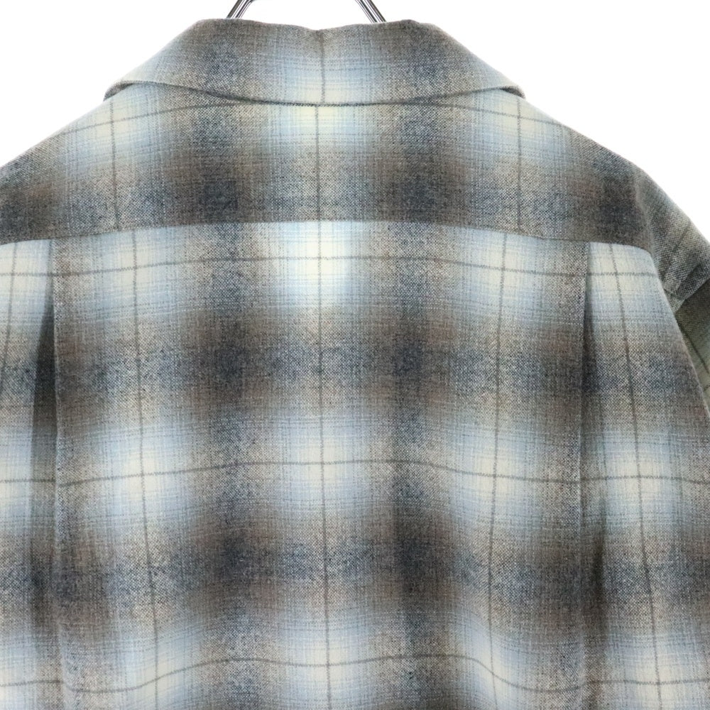 SUBCULTURE(サブカルチャー) Wool Check Shirts 長袖 ウール チェックシャツ グレー/ホワイト
