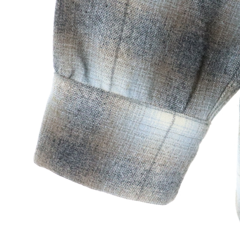 SUBCULTURE(サブカルチャー) Wool Check Shirts 長袖 ウール チェックシャツ グレー/ホワイト