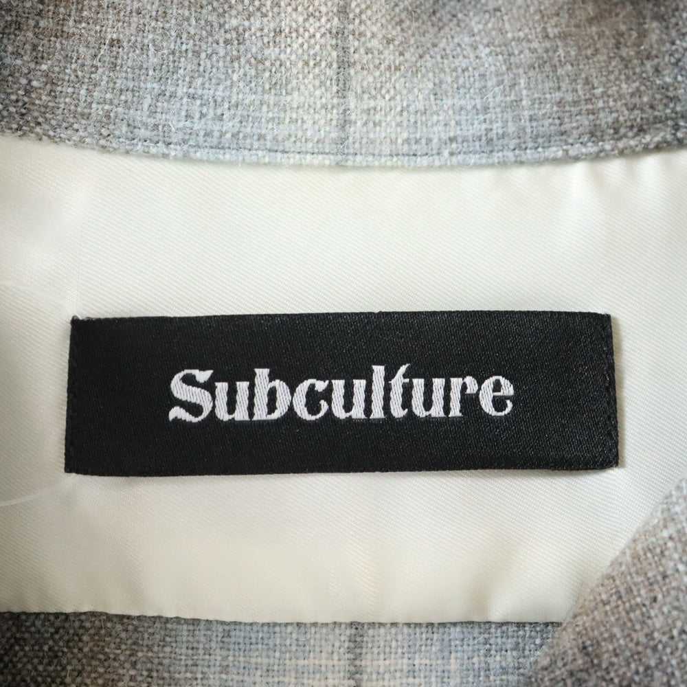 SUBCULTURE(サブカルチャー) Wool Check Shirts 長袖 ウール チェックシャツ グレー/ホワイト
