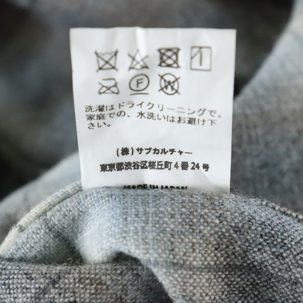 SUBCULTURE(サブカルチャー) Wool Check Shirts 長袖 ウール チェックシャツ グレー/ホワイト