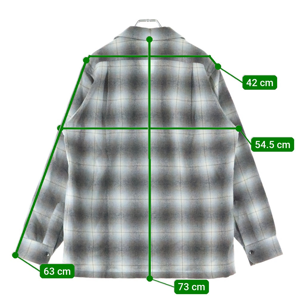 SUBCULTURE(サブカルチャー) Wool Check Shirts 長袖 ウール チェックシャツ グレー/ホワイト