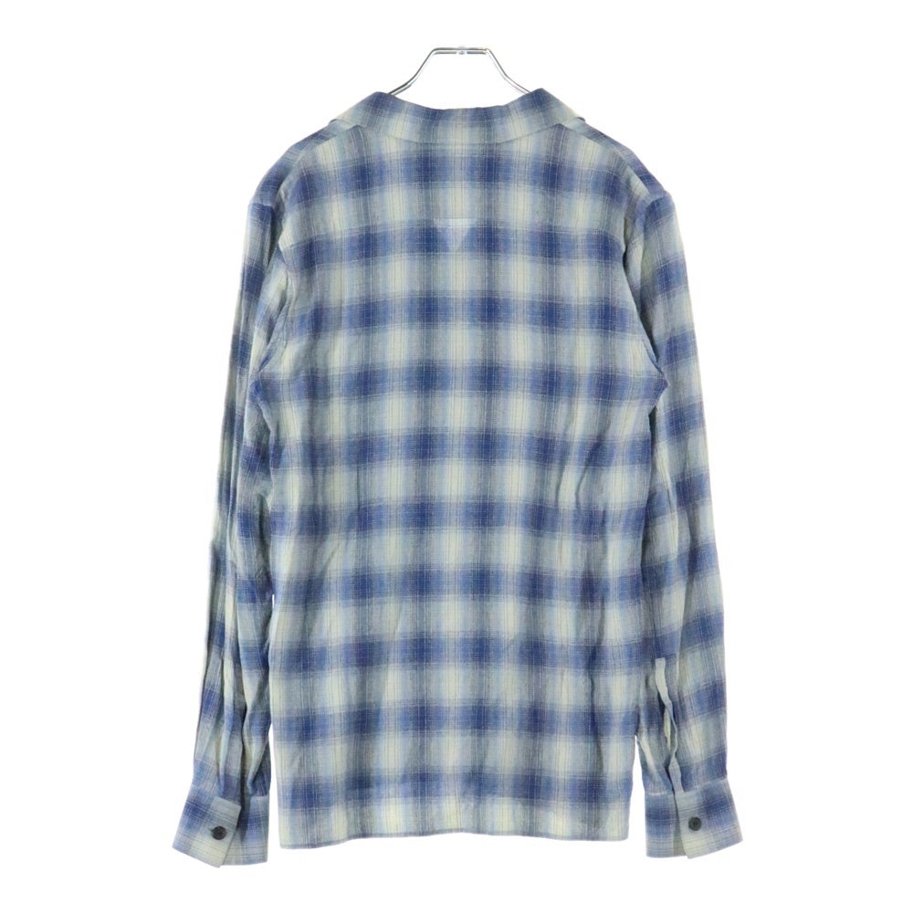 SAINT LAURENT PARIS(サンローランパリ) 14AW レーヨンチェック長袖シャツ ブルー 356119 Y745F