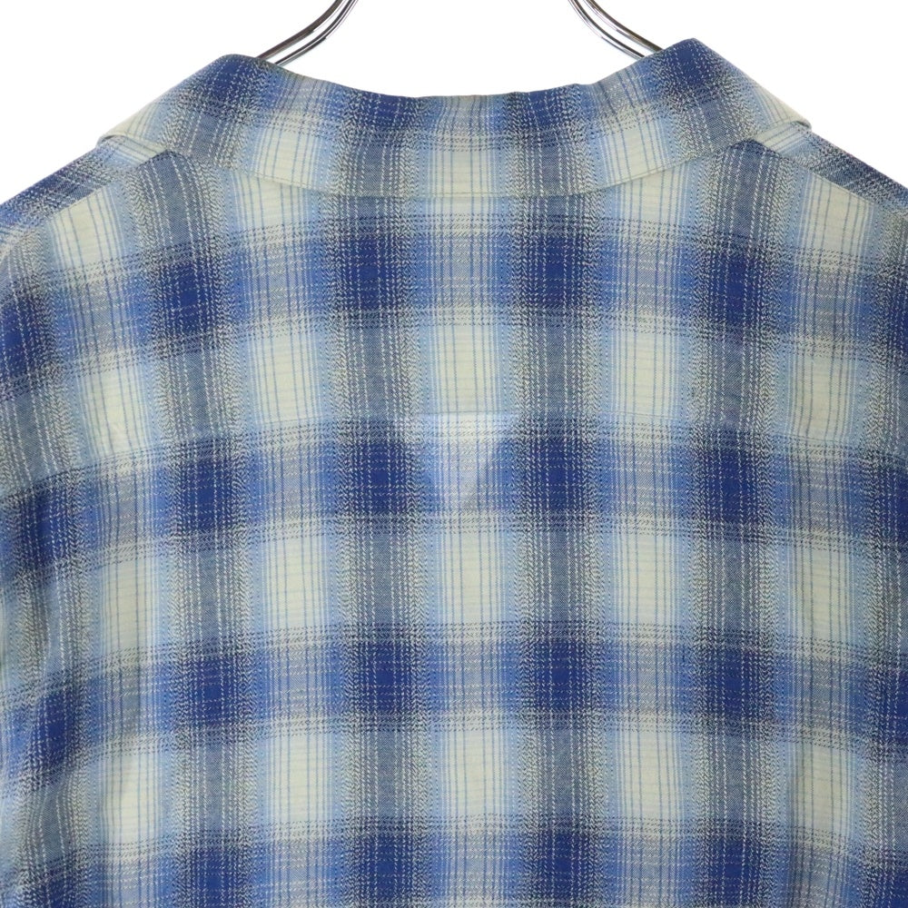 SAINT LAURENT PARIS(サンローランパリ) 14AW レーヨンチェック長袖シャツ ブルー 356119 Y745F