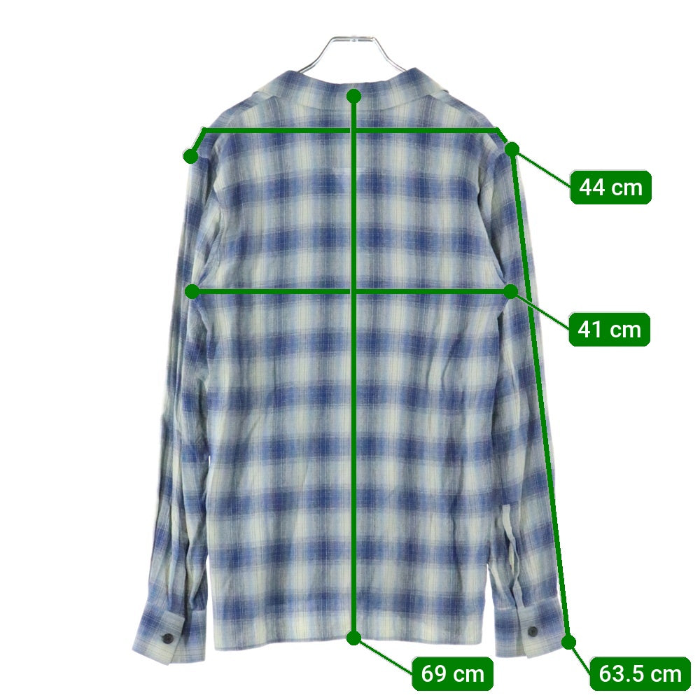 SAINT LAURENT PARIS(サンローランパリ) 14AW レーヨンチェック長袖シャツ ブルー 356119 Y745F