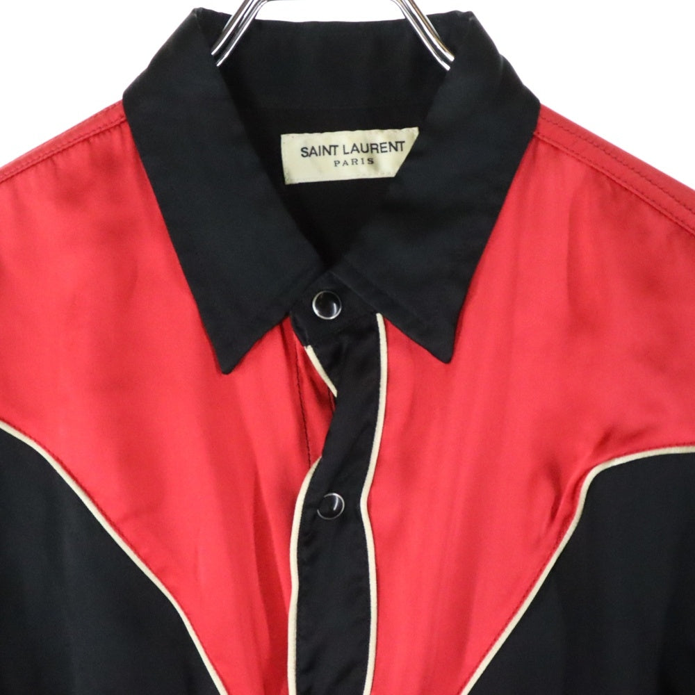 SAINT LAURENT PARIS(サンローランパリ) 16AW SLIM WESTERN SHIRT スリム ウェスタン シャツ ブラック/レッド 433701 Y933M