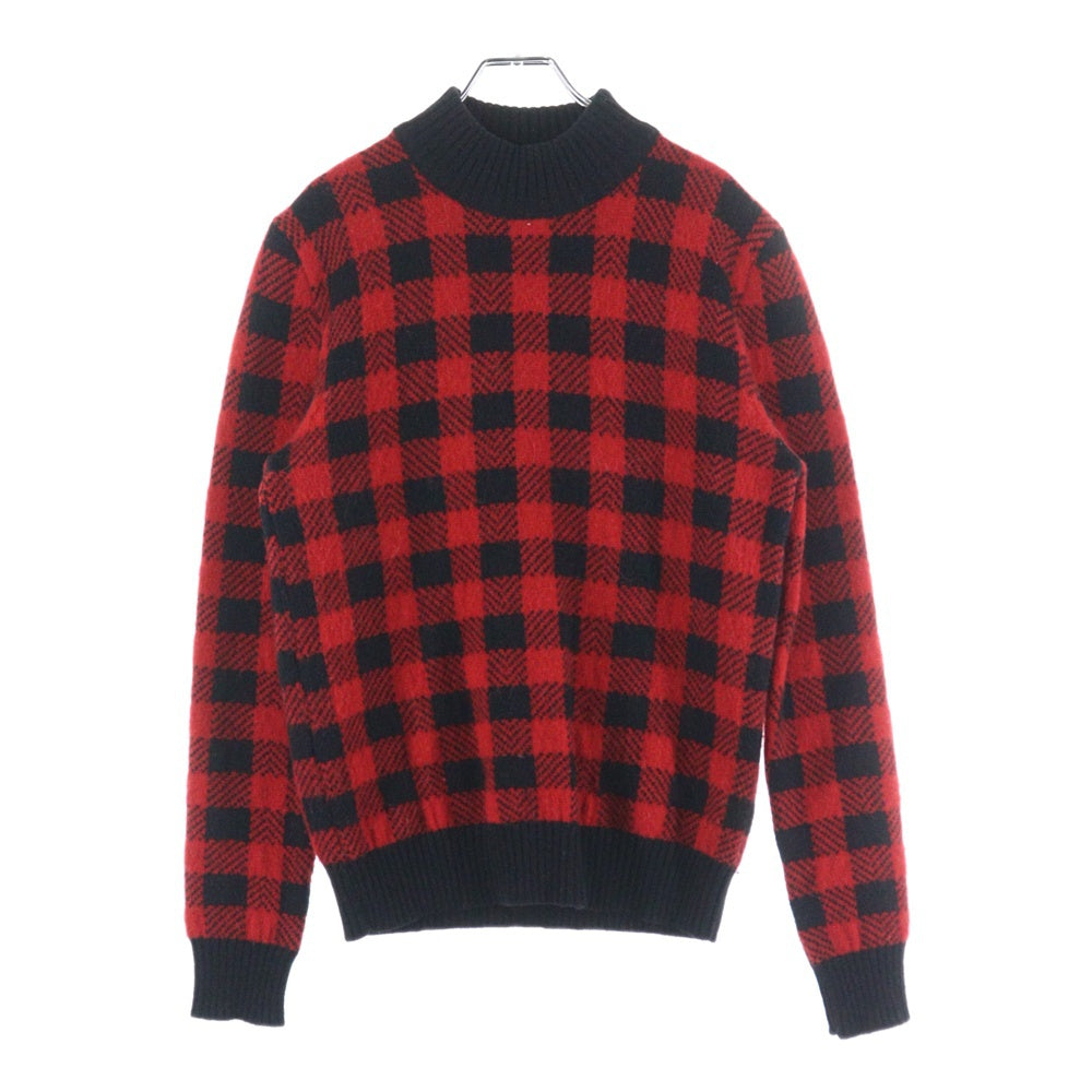 SAINT LAURENT PARIS(サンローランパリ) 14AW ハイネックブロックチェック ニット セーター レッド/ブラック 352858 Y1FP1