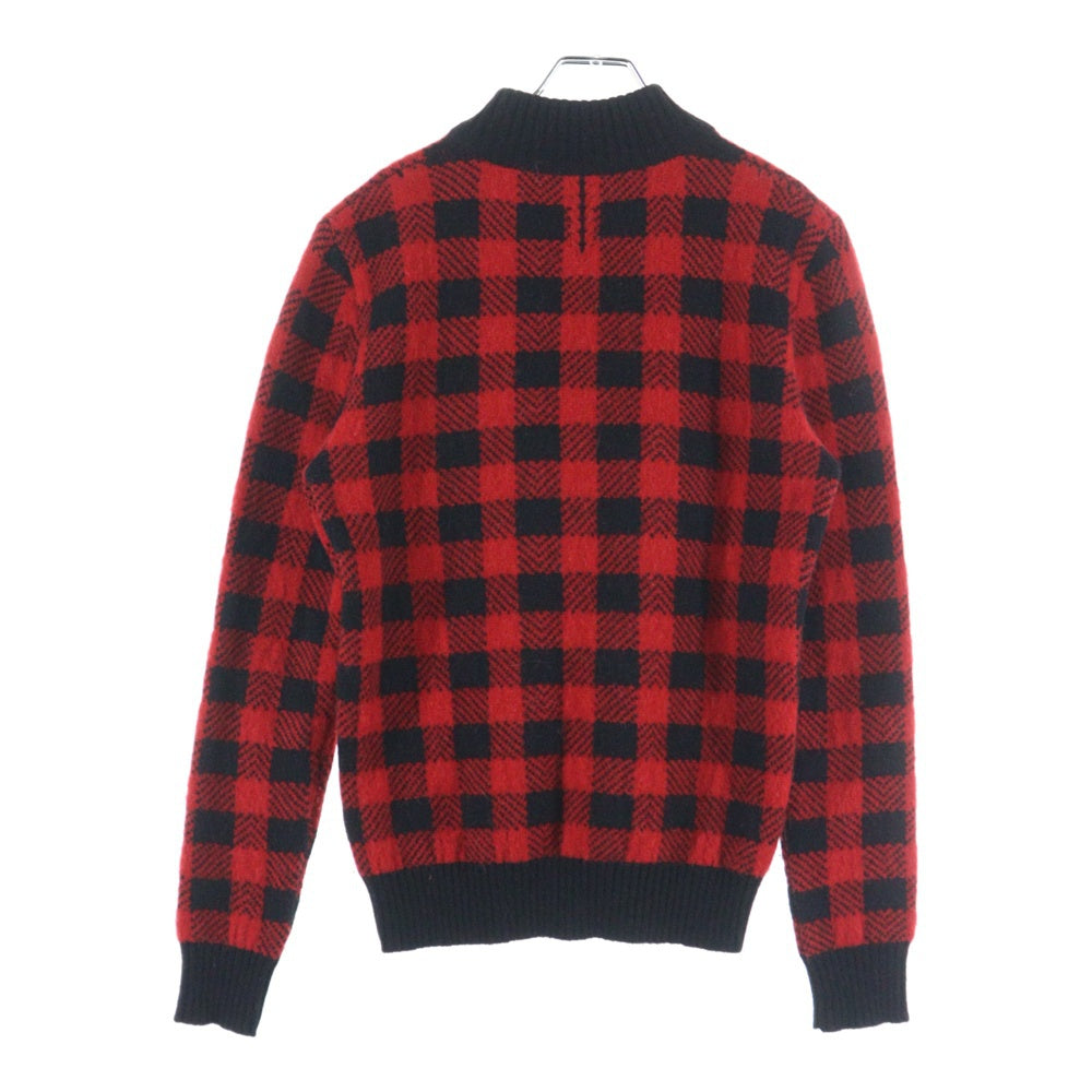 SAINT LAURENT PARIS(サンローランパリ) 14AW ハイネックブロックチェック ニット セーター レッド/ブラック 352858 Y1FP1