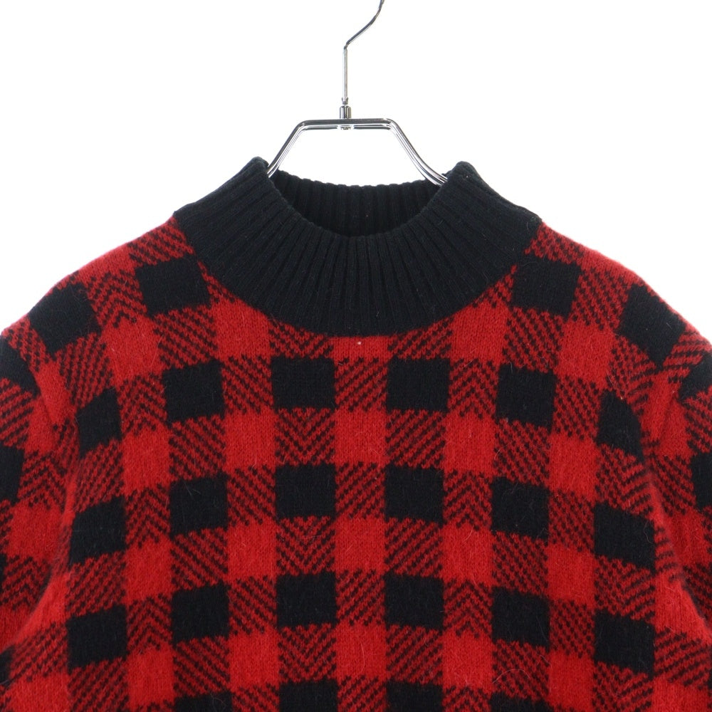 SAINT LAURENT PARIS(サンローランパリ) 14AW ハイネックブロックチェック ニット セーター レッド/ブラック 352858 Y1FP1