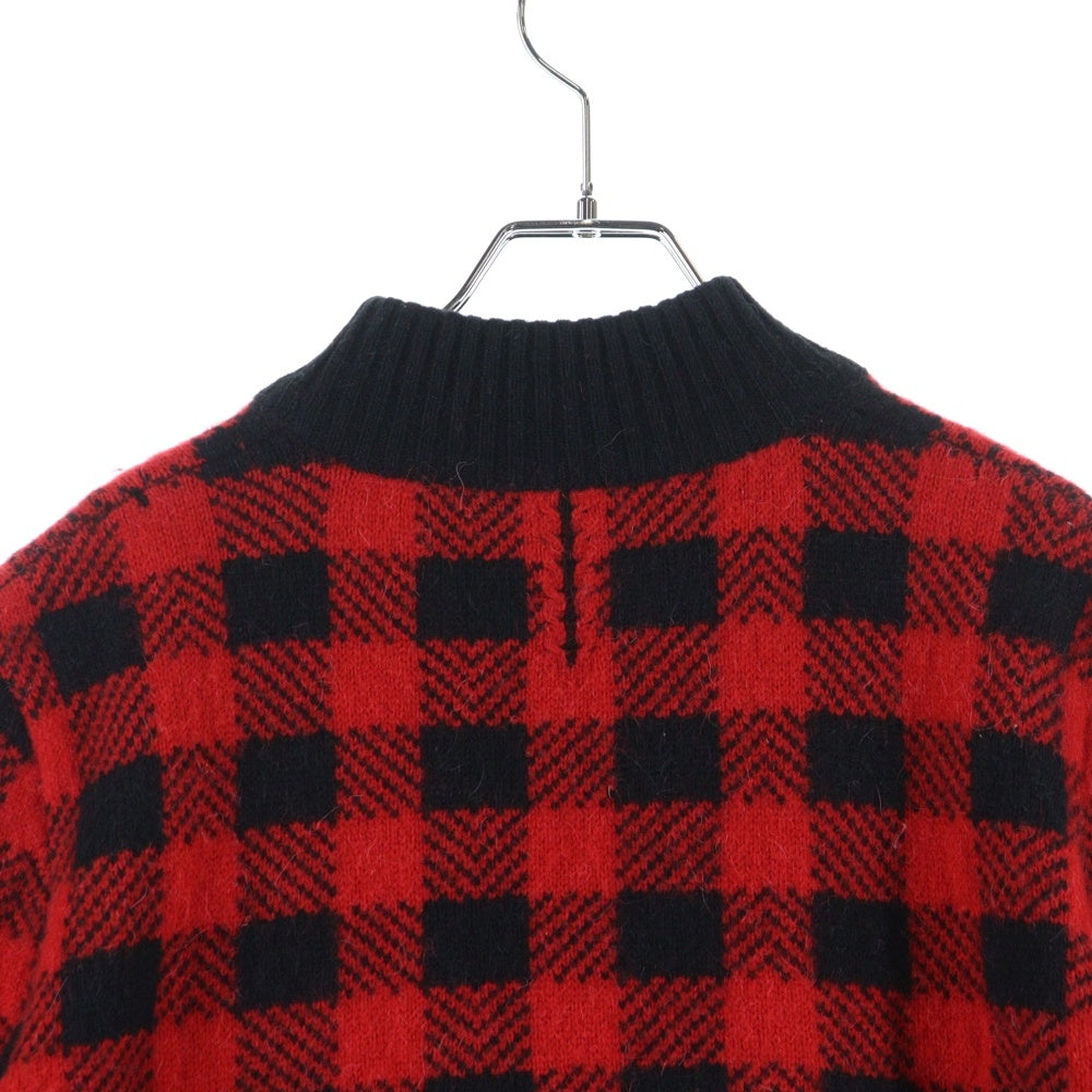 SAINT LAURENT PARIS(サンローランパリ) 14AW ハイネックブロックチェック ニット セーター レッド/ブラック 352858 Y1FP1