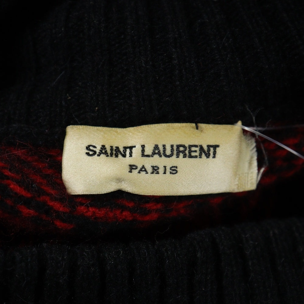 SAINT LAURENT PARIS(サンローランパリ) 14AW ハイネックブロックチェック ニット セーター レッド/ブラック 352858 Y1FP1