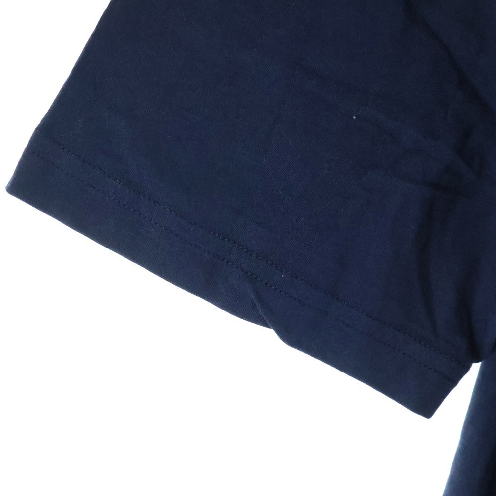 PRADA(プラダ) ロゴ刺繍 Vネック 半袖シャツ ネイビー UJM507 R131 AN7