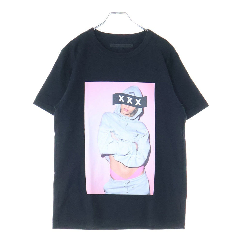 GOD SELECTION XXX(ゴッドセレクショントリプルエックス) フーディプリント クルーネック半袖Tシャツ GX-A18-1102-075 ブラック サイズM