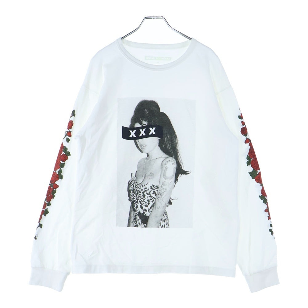 GOD SELECTION XXX(ゴッドセレクショントリプルエックス) 袖ローズプリント ロングスリーブ長袖Tシャツ GX-A18-1201-082 ホワイト サイズM