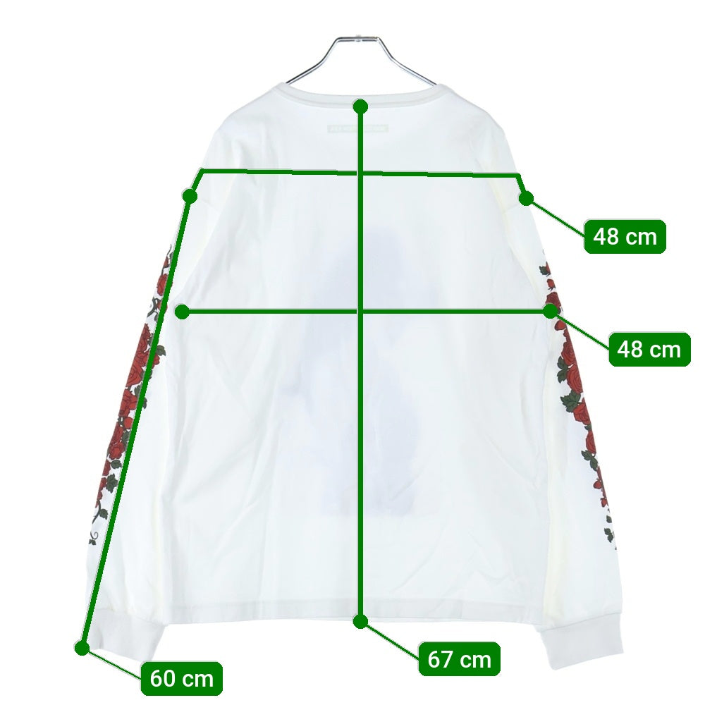 GOD SELECTION XXX(ゴッドセレクショントリプルエックス) 袖ローズプリント ロングスリーブ長袖Tシャツ GX-A18-1201-082 ホワイト サイズM